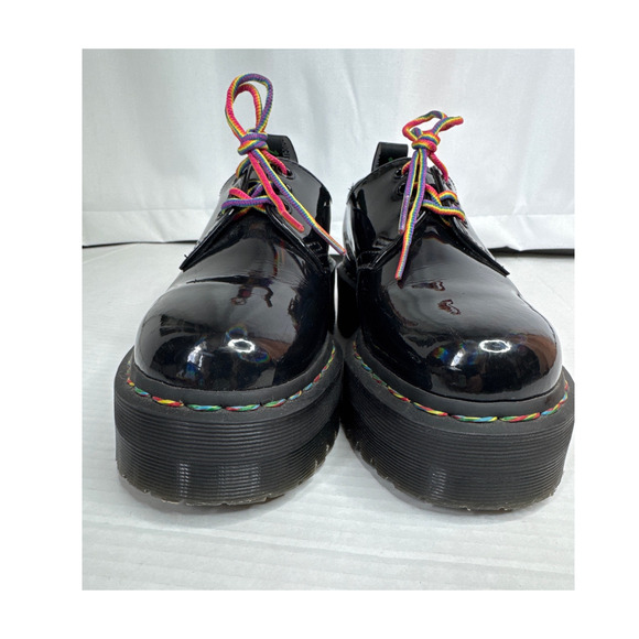 Dr. Martens 1461 Quad Rainbow Patent Platform Shoes black size 7 ladies 6 Men - Picture 16 of 16